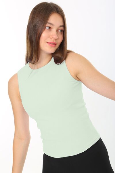 CHEISU Γυναικείο Μπλουζάκι Μέντα με μανίκια με ραβδώσεις Μπλούζα Body Undershirt