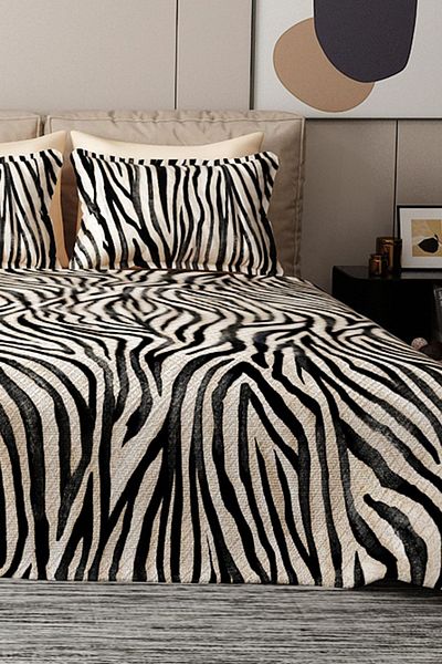 MonoHome Pique Set Cotton Double Jacquard Woven Bedspread Black Zebra