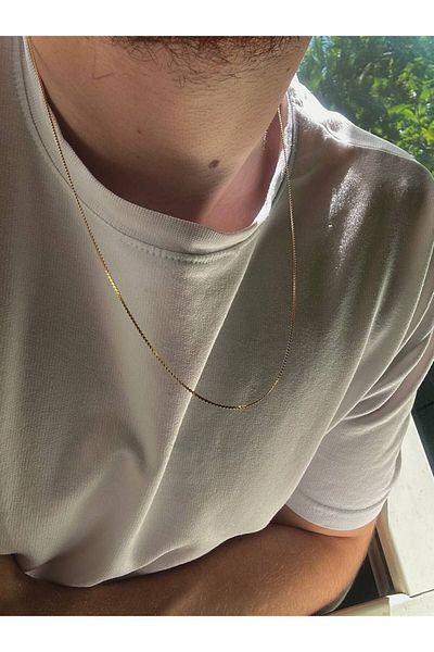 Arvens Stainless Gold Necklace - Thin Men's Detailed, Unisex Colorfast, Non-Tarnish