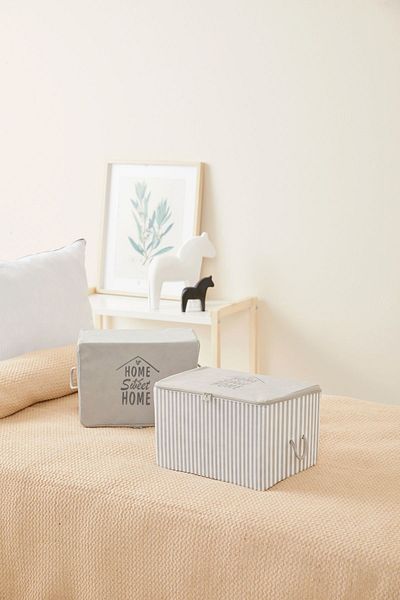 renklibebek 4-Piece Gray Striped Under Base Sweater Organizer - Medium and Small Size Storage