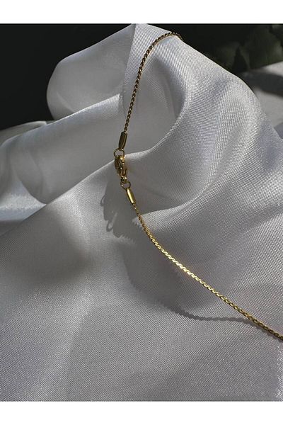 Arvens Stainless Gold Necklace - Thin Men's Detailed, Unisex Colorfast, Non-Tarnish