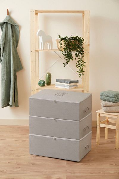 renklibebek 3-Piece Large Size Gray Color Under-Base Interlining Dowry Storage Bag Organizer Size 3 x 62x46x22