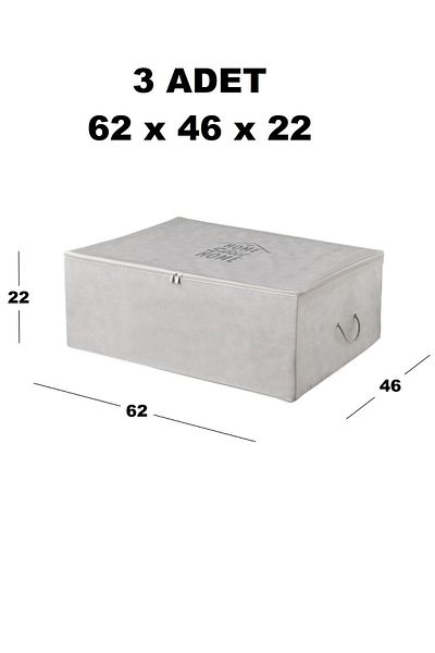 renklibebek 3-Piece Large Size Gray Color Under-Base Interlining Dowry Storage Bag Organizer Size 3 x 62x46x22