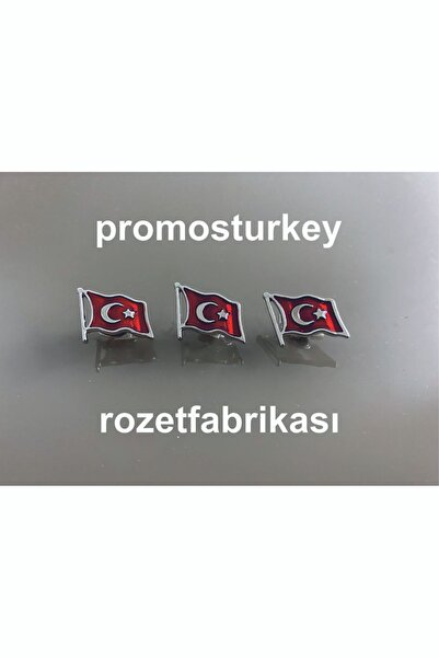 PROMOSTURKEY DALGALI TÜRK BAYRAĞI ROZET ÖZEL MİNELİ 3 LÜ SET
