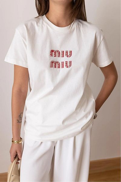 Pulli Collection Ecru T-Shirt with Bright Text Detail