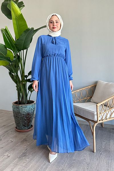 InStyle Φόρεμα Limelda Indigo Chiffon - Πλισέ