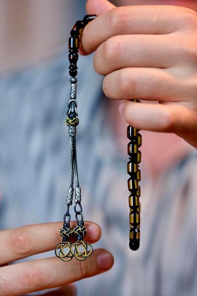 dergah tesbih مسبحة صلاة من العنبر المضغوط على شكل شرابة من Faseta
