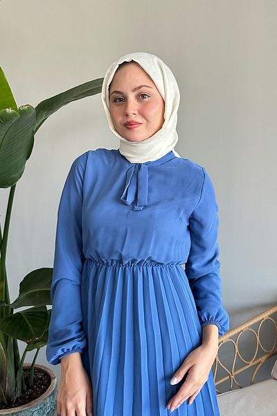InStyle Φόρεμα Limelda Indigo Chiffon - Πλισέ