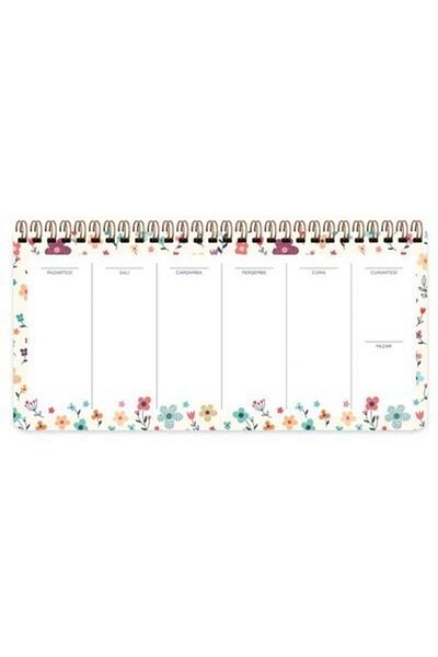 KESKİN COLOR Planificator pe spirală (Planificator săptămânal) Crem Floral 13x27cm 54 coli 830124-99