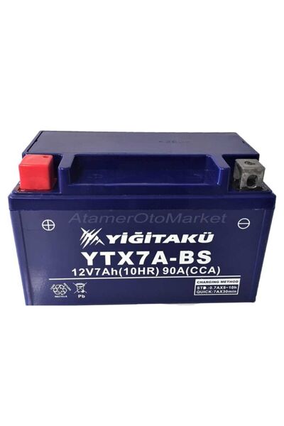 YİĞİT AKÜ 12v 7 Ah-amper Ytx7a Motosiklet Aküsü- (E*B*Y) (150*87*94) Mm