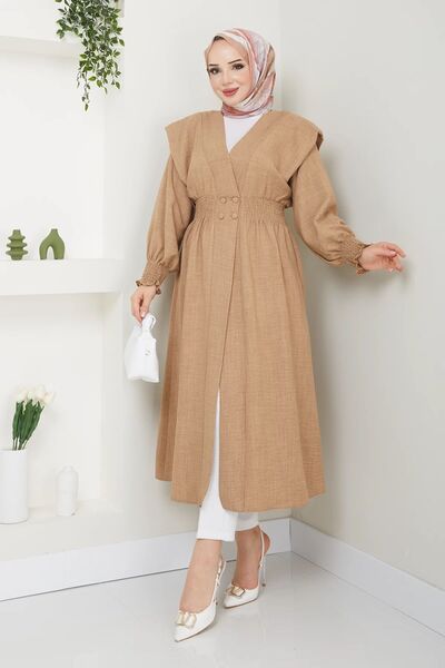 She Olive Vizyon Hijab Linen Cap - Coated Buttoned