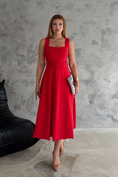 Neşeli Butik Lycra Belted Strappy Women's Dress - NBK2150
