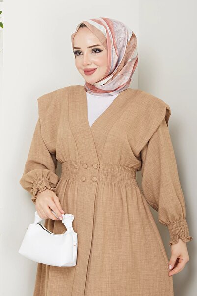 She Olive Vizyon Hijab Linen Cap - Coated Buttoned