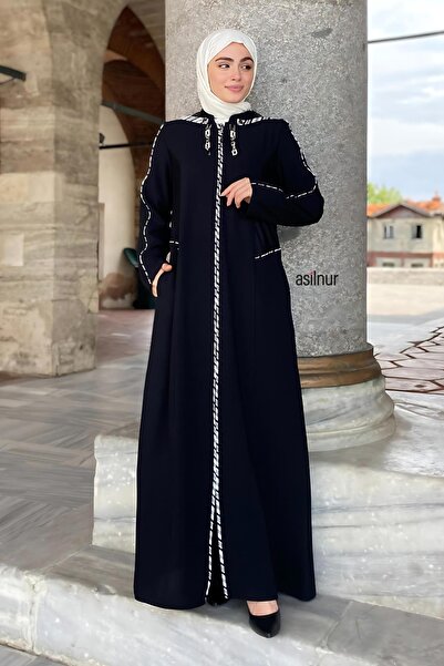 ASİLNUR Чорна невська сітка абайя з капюшоном