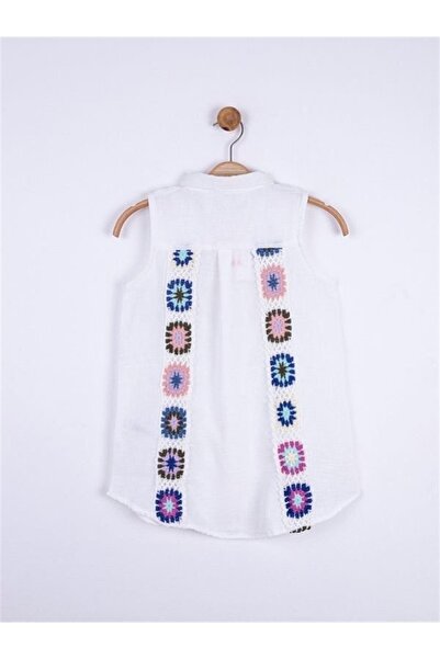 NK Girl's Motif Linen Square Lace Shirt