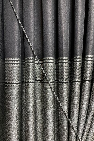 Cortibo Anthracite Color London Panel Background Curtain - 2 Sparse Pleats in 1