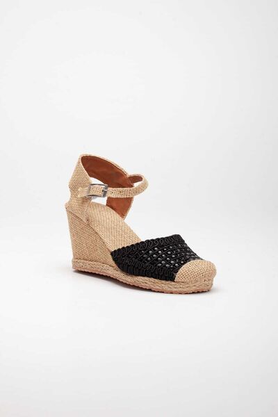 SEDRİK Stoned Straw Detailed Wedge Heeled Shoes