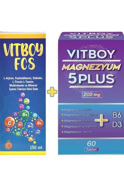 Vitboy 150 Ml Fcs Food Supplement - Magnesium 5 Plus 60 Tablets 200 Mg Syrup-vitboy