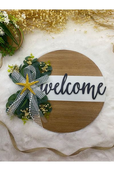 HOBİ55 Στολίδι εξωτερικής πόρτας - Αξεσουάρ Welcome Checkered Door Front