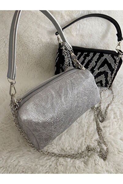 Merdiven6 Şal Desen Gumus Gece Cantasi