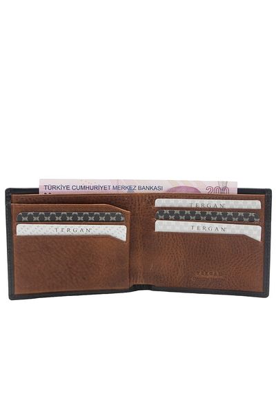 Tergan Men's Leather Wallet 1654I87 - Black/Tan