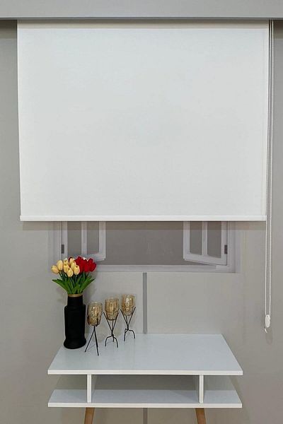BigPazar Ekru Off-White Imported Roller Blinds Sliceless Sunshade Skirt
