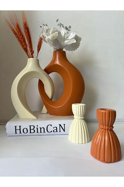 BLANJ Tile Ivy Lover - Vase Candlestick Candle Holder Set