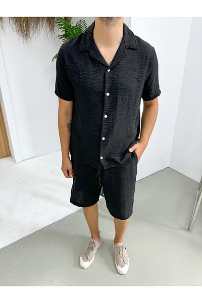 King Brothers Short Sleeve Linen Shirt and Pocket Shorts Set