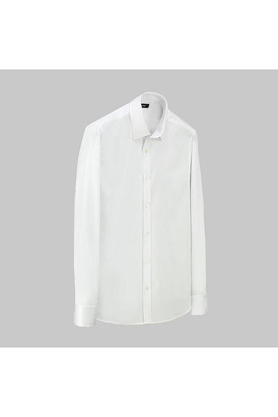 Sarar Cămașă albă din bumbac satinat țesut slim fit
