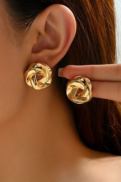 C&E Design Kadın Gold Sarmal Küpe