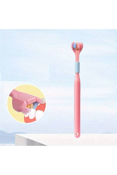 GlassySKY Pink 3-Sided Soft Toothbrush for Ages Above 4 - Gentle Cleaning
