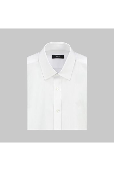 Sarar Cămașă albă din bumbac satinat țesut slim fit
