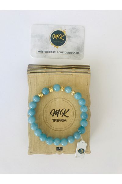 MK tasarım MK Design - Real Blue Quartz Stone Bracelet MKT6009