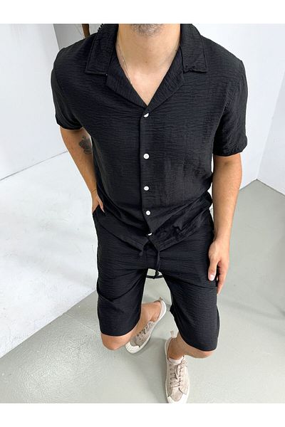 King Brothers Short Sleeve Linen Shirt and Pocket Shorts Set