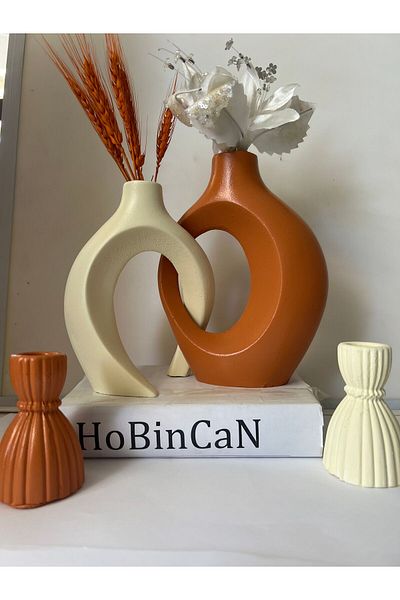 BLANJ Tile Ivy Lover - Vase Candlestick Candle Holder Set