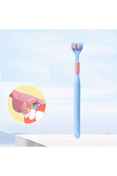 GlassySKY Blue 3-Sided Soft Gentle Toothbrush for Toddlers Ages 0-4