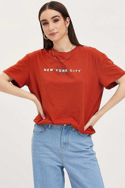 FAVORİST Unisex New York City Printed Oversize Short Sleeve T-Shirt