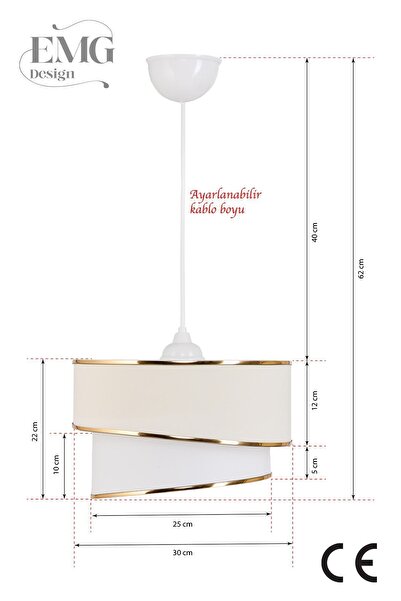 Emg DesiGn Kumaş Galaksi Modern Pasta Tekli Ve 2 Li Gold Abajur Seti