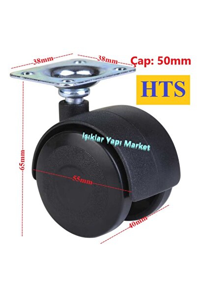 Hts Tablalı Döner Plastik Tekerlek-Sehpa-Masa-Dolap 55x40mm H:65mmc (4 Adet)