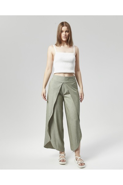 Nuseel Water Green New Season Atlantis Draped Pareo Trousers