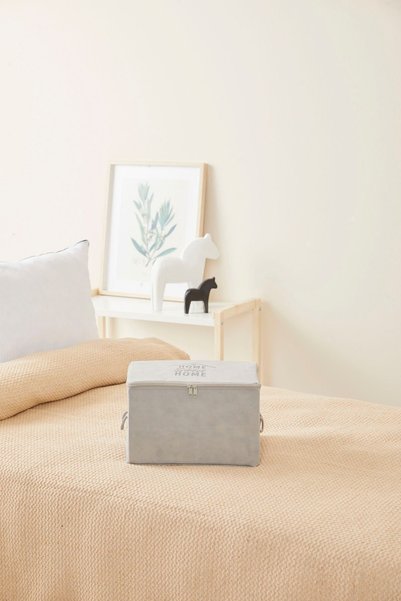 renklibebek Small Size Gray Color Under-Bed Storage Bag Organizer Dowry Suitcase Travel ~ Dimensions: 30X22X18