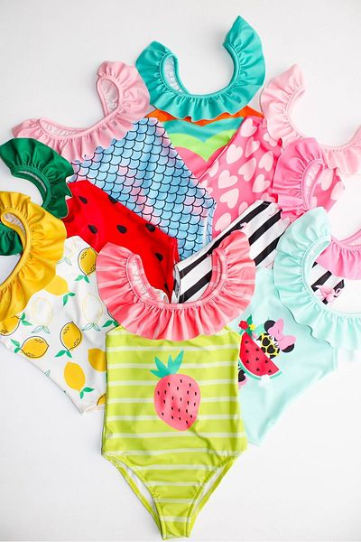 Gadget Gear Costum de baie colorat pentru fete cu bretele - pentru vacanța de vară și cursuri de înot