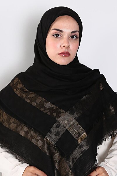 ZENİPEK Μαύρο χρυσό 140cm x 140cm Κασκόλ - Φύλλο