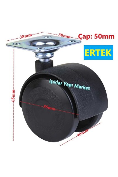 ertek Tablalı Döner Plastik Tekerlek-Sehpa-Masa-Dolap 55x40mm H:65mmc (4 Adet)