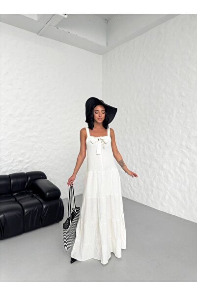 Butik Keten Askılı Elbise