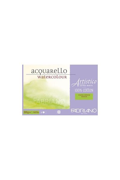 Fabriano Artistico Extra White 300g Watercolor Block - 18x26cm, 20yp, Coarse Green Rough
