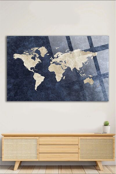 TAULART World Map Map for Office, Home 4mm Unbreakable Tempered High Definition Glass Table