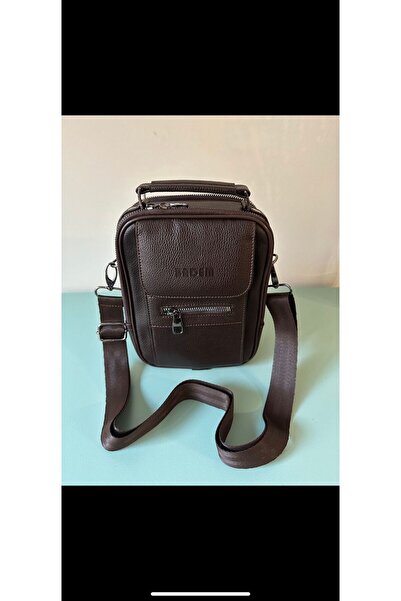 Badem Erkek el çantası kahverengi çelik kasalı hakiki Deri El ve omuz çantası...