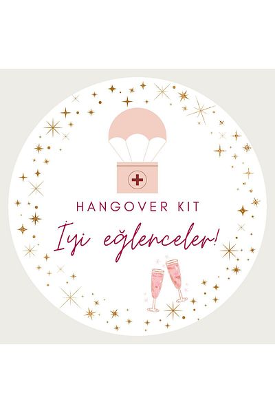 YAPIŞKAN STORE Αυτοκόλλητο με γραμμένο κιτ After Party Hangover - Λευκό ματ χαρτί - 24 τεμάχια - 4x4 cm