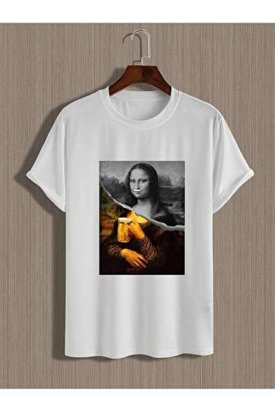 AMMA Βαμβακερό μπλουζάκι με στάμπα Monalisa Unisex με κοντό μανίκι